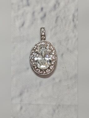 Sterling Silver 925 With Large White Topaz Main Stone Pendant